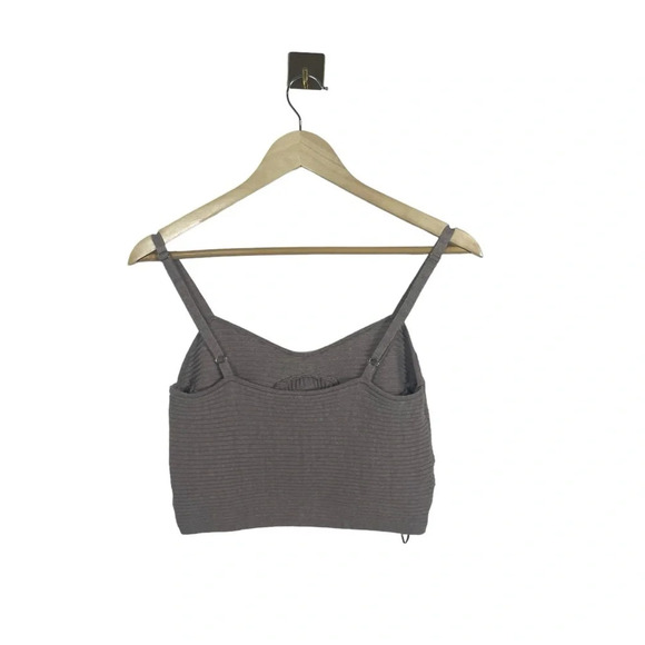 Aqua Ribbed Knit Sweetheart Bustier Crop Top in Mocha Size L - Picture 10 of 10